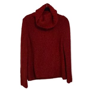 Express Handknit Chunky Women's Red Turtleneck Sweater size L GUC